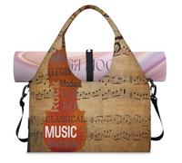 Sac de sport avec compartiment à chaussures et notes de musique sur le thème du violon, sac fourre-tout pour la gym, le yoga, les voyages, couleur, L, Sac de voyage