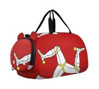 Sac de sport avec compartiment à chaussures - Grande capacité - Sac de voyage avec sangle réglable pour la pratique scolaire, le sport, Drapeau de l'île de Man, one size, Moderne/ajusté