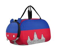 Sac de sport avec compartiment à chaussures - Grande capacité - Sac de voyage avec sangle réglable pour la pratique scolaire, le sport, Drapeau national du Cambodge, one size, Moderne/ajusté