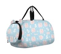 Sac de sport avec compartiment à chaussures - Léger - Pour voyage, natation, danse, ballet, Tirelire en forme de cochon avec motif de pêche, Moderne
