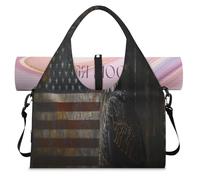 Sac de sport avec compartiment à chaussures, motif aigle chauve, drapeau des États-Unis, sac fourre-tout pour la gym, le yoga, les voyages, couleur, L, Sac de voyage