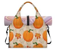 Sac de sport avec compartiment à chaussures, motif citrouille, feuilles d'érable, automne, Thanksgiving, sac fourre-tout pour gym, yoga, voyage, couleur, L, Sac de voyage