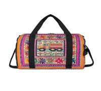 Sac de sport avec compartiment à chaussures - Motif de fleurs indiennes - Pour voyage, salle de sport - Pour femmes, hommes, enfants, filles, garçons