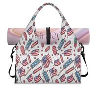 Sac de sport avec compartiment à chaussures Motif drapeau américain du 4 juillet, couleur, L, Sac de voyage