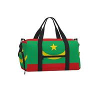 Sac de sport avec compartiment à chaussures, motif drapeau de la Mauritanie, sac de sport pour homme et femme, sac de voyage imperméable avec poche humide pour chaussures sales