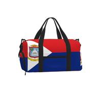Sac de sport avec compartiment à chaussures Motif drapeau de Saint Martin | Sac de voyage résistant à l'eau. Convient aux poignées de valise.