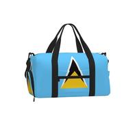 Sac de sport avec compartiment à chaussures Motif drapeau de Sainte-Lucie | Sac de voyage résistant à l'eau. Convient aux poignées de valise.