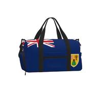 Sac de sport avec compartiment à chaussures - Motif drapeau des îles Turques et Caïques - Léger - Pour homme et femme - Sac de voyage imperméable avec poche humide