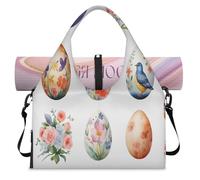 Sac de sport avec compartiment à chaussures, motif fleurs aquarelles, œufs de Pâques, sac fourre-tout pour la gym, le yoga, les voyages, couleur, L, Sac de voyage