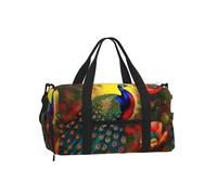 Sac de sport avec compartiment à chaussures - Motif fleurs de paon - Pour le sport et le w nd - Pour homme et femme - Sac de voyage imperméable avec poche humide pour chaussures sales