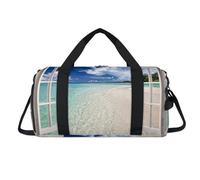 Sac de sport avec compartiment à chaussures - Motif palmiers tropicaux sur une île - Pour le w nd, le voyage, la salle de sport - Pour femmes, hommes, enfants, filles, garçons