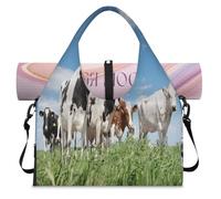 Sac de sport avec compartiment à chaussures Motif vaches des prés d'été Sac fourre-tout pour la gym, le yoga, les voyages, couleur, L, Sac de voyage