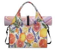 Sac de sport avec compartiment à chaussures Orange Citrons Lavande Sac fourre-tout pour la gym, le yoga, les voyages, couleur, L, Sac de voyage