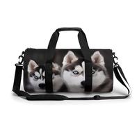 Sac de sport avec compartiment à chaussures pour homme et femme Motif animaux gris, Husky Dog, 17.7in/9in/9in, Art Déco