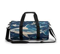 Sac de sport avec compartiment à chaussures pour homme et femme Motif caniches, Sharks Nautical, 17.7in/9in/9in, Art Déco