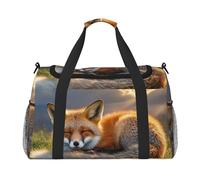 Sac de sport avec compartiment à chaussures pour homme et femme Motif corbeau, Un renard endormi, Taille unique, Sac de voyage