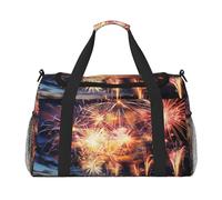 Sac de sport avec compartiment à chaussures pour homme et femme - Motif fleurs florales, Magnifique feu d'artifice., Taille unique, Sac de voyage