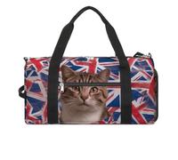 Sac de sport avec compartiment à chaussures pour homme et femme Motif fusées, Banderole drapeau britannique chat, Taille unique, Art Déco