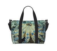 Sac de sport avec compartiment à chaussures pour homme et femme Motif planètes, étoiles et galaxie, Pieuvre rayé bleu., Taille unique, Sac de voyage