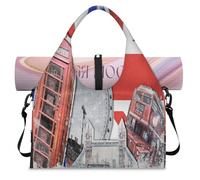 Sac de sport avec compartiment à chaussures pour le yoga, la gym, les voyages - Motif drapeau de Londres - Pour homme et femme, couleur, L, Organiseur de sac