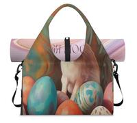 Sac de sport avec compartiment à chaussures sur le thème des œufs de lapin, sac fourre-tout pour la gym, le yoga, les voyages, couleur, L, Sac de voyage