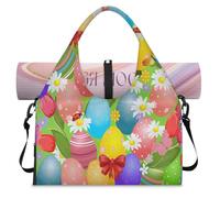 Sac de sport avec compartiment à chaussures, œufs de Pâques, sac fourre-tout pour la gym, le yoga, les voyages, couleur, L, Sac de voyage