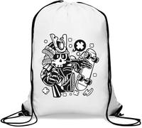 Sac de sport avec cordon de serrage pour skater japonais samouraï urbain, skateboard, sac de gym décontracté, blanc