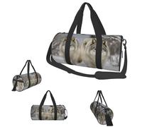 Sac de sport avec deux loups marchant dans la neige - Sac de sport pour homme et femme - Imperméable - Convertible - Pour voyage et sport - Noir - Taille unique, Noir , Taille unique