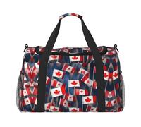 Sac de sport avec imprimé de nombreux petits drapeaux canadiens sous le siège, noir, One Size