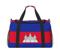 Sac de sport avec imprimé drapeau du Cambodge sous le siège pour articles personnels, noir, One Size