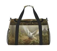 Sac de sport avec imprimé herbe et colombe sous le siège, noir, One Size