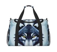 Sac de sport avec imprimé tête de loup féroce pour voyage, week-end à bandoulière, sac de sport pour homme et femme