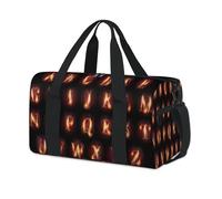 Sac de sport avec lettres brûlant le feu pour enfants, filles, garçons, femmes, hommes, lettres de l'alphabet, sac de voyage, sac fourre-tout de sport, sac de sport décontracté