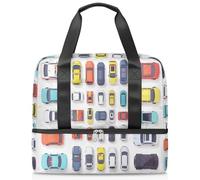 Sac de sport avec motif de dessins animés Cars pour femmes, hommes, garçons et filles, 21 L, sac fourre-tout séparé pour voyage, gym, yoga, couleur, Big, Organiseur de sac
