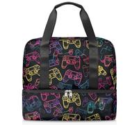 Sac de sport avec motif manette de jeu pour femmes et hommes Kirls Garçons Filles 21 L Sac fourre-tout séparé pour voyage, gym, yoga, couleur, Big, Organiseur de sac