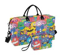 Sac de sport avec motif monstres mignons et colorés - Sac de sport avec trousse de toilette pour le sport - Grande capacité