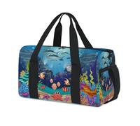Sac de sport avec motif océan, monde sous-marin, sac de week-end, sac fourre-tout, décontracté, voyage, gym, pour enfants, filles, garçons, femmes, hommes