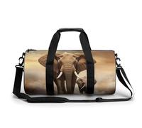 Sac de sport avec motif papillons mignons pour homme et femme, sac de nuit avec compartiment à chaussures, sacs d'entraînement, Éléphant et bébé éléphant, 17.7in/9in/9in, Art Déco