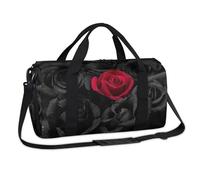 Sac de sport avec motif roses noires et rouges pour le week-end, sac fourre-tout de voyage, de gym, sac de sport pour enfants, filles, garçons, femmes, hommes
