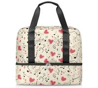Sac de sport avec notes d'art musicales et cœurs pour femmes, hommes, garçons et filles, 21 L, sac fourre-tout séparé pour voyage, gym, yoga, couleur, Big, Organiseur de sac
