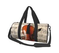 Sac de sport avec poche humide et compartiment à chaussures - Motif marbre blanc - Pour homme et femme, Partitions de violon, Taille unique, Sac de voyage