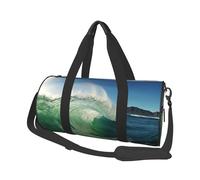 Sac de sport avec poche humide et compartiment à chaussures pour homme et femme Motif flamant rose ananas, Sea Green Wave Surf, Taille unique, Sac de voyage