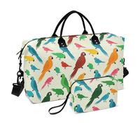 Sac de sport avec silhouette de perroquet de dessin animé, beige, sac de sport avec trousse de toilette pour trekking, grande capacité