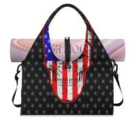 Sac de sport bandana avec compartiment à chaussures Motif tête de mort USA Weekend Sac fourre-tout pour salle de sport, yoga, voyage, couleur, L, Sac de voyage
