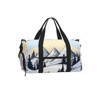 Sac de sport blanc Snowy Mountains avec compartiment à chaussures - Sac de sport pour homme et femme - Sac de voyage imperméable avec poche humide pour chaussures sales