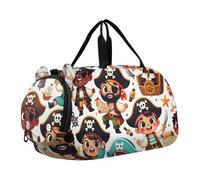 Sac de sport bohème à motif cachemire pour garçons et filles Beige, Personnages de pirates mignons, Classique