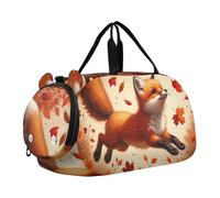 Sac de sport bohème à motif cachemire pour garçons et filles Beige, Renard sautant coupe automne, Classique