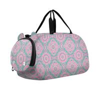 Sac de sport bohème vert pêche vintage avec compartiment à chaussures Sac de sport multifonctionnel pour la pratique scolaire, le sport, le voyage, bolso para gym, Fleurs vintage Boho vert pêche