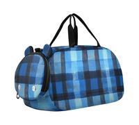 Sac de sport Buffalo à carreaux bleus avec compartiment à chaussures grande capacité pour voyage, sport, w nd