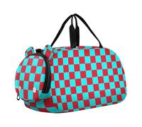 Sac de sport Buffalo à carreaux cyan rouge pour garçon avec compartiment à chaussures grande capacité pour la pratique scolaire, le sport, les voyages, Carreaux/carreaux Cyan/rouge